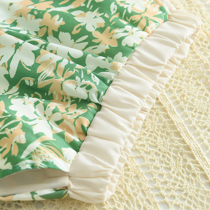 Girls' Printing Lace Shorts Set
