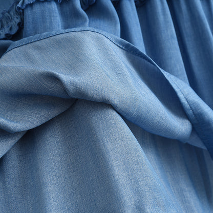 Ruffle Big Lapel A-line Sleeveless Girls' Fashion Dress