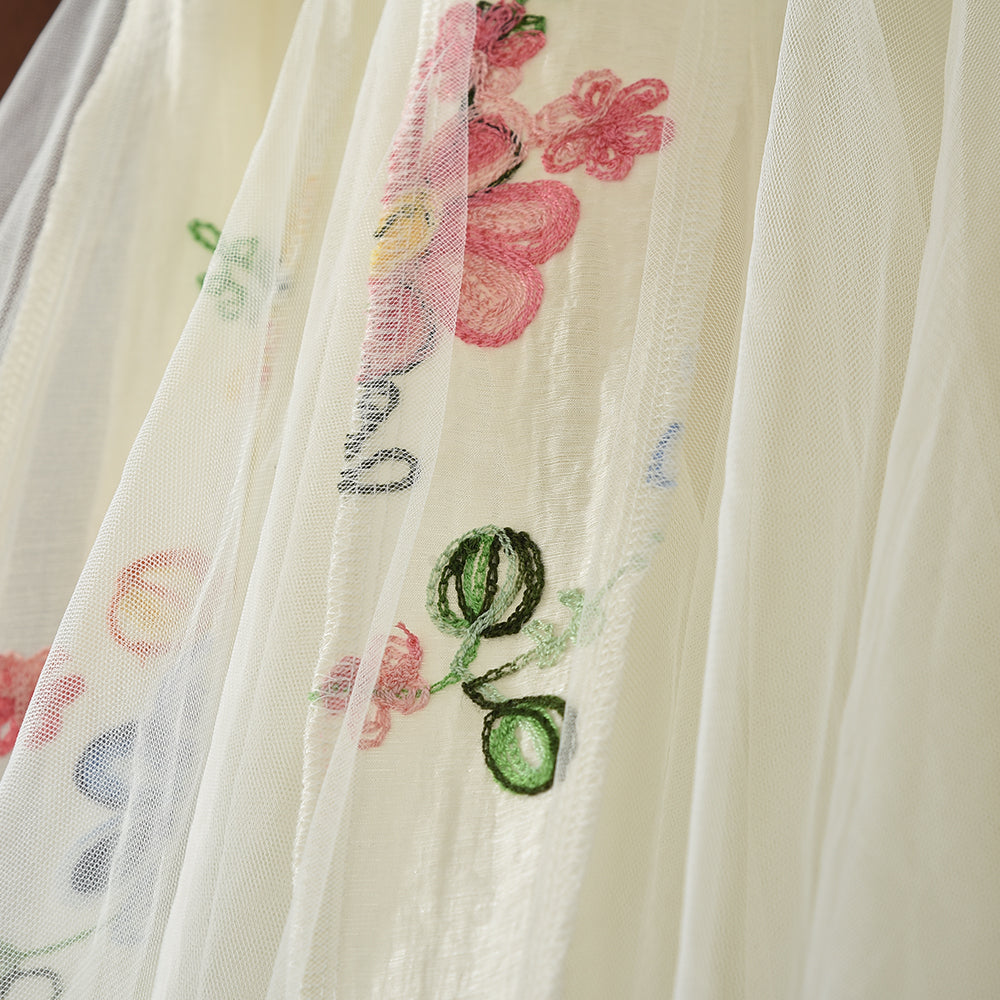 Colorful Floral Embroidery Girls' Princess Dress