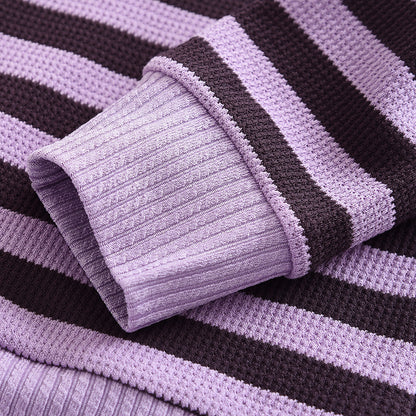 Girls' Contrast Colors Stripes Classic Casual Set