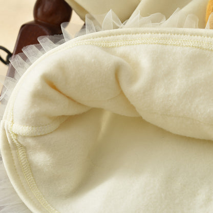 Girls' Cartoon Heart Patch Bow Lace Dress