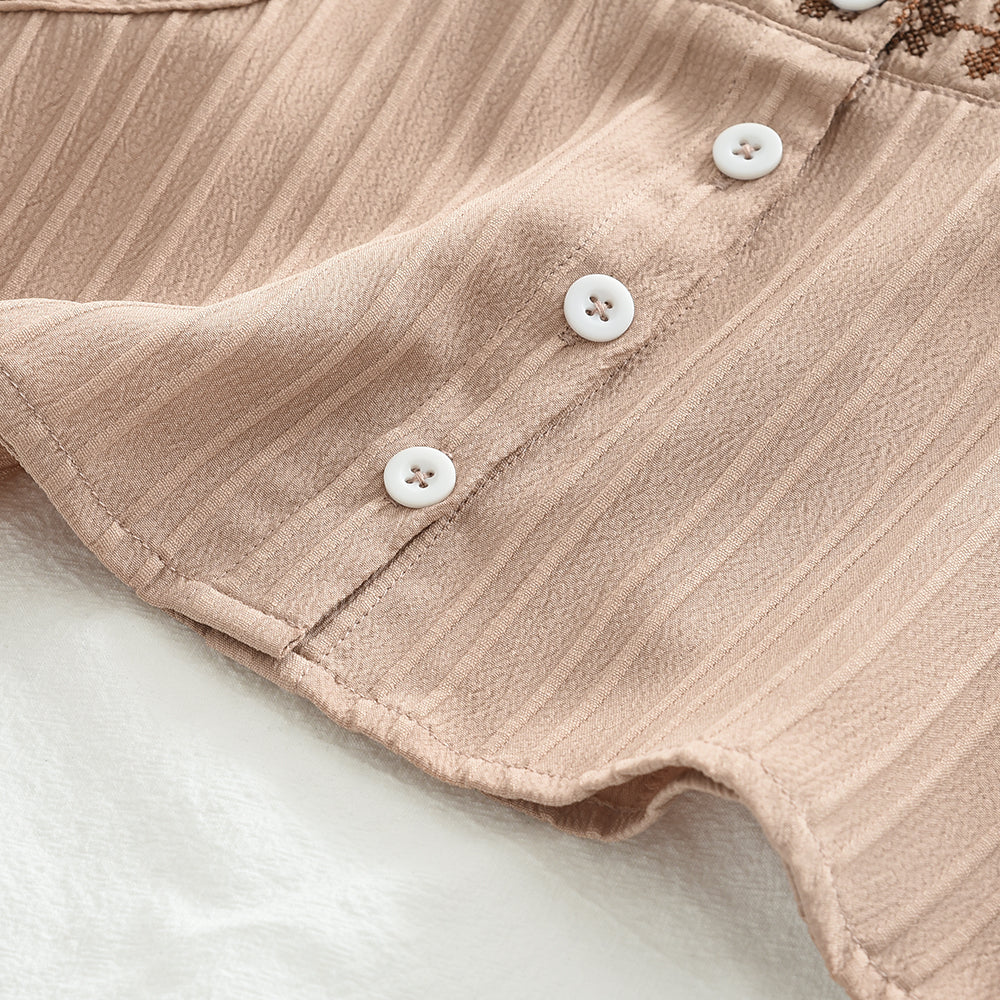 Girls' Embroidery Sun-top+Trousers Ethnic Set