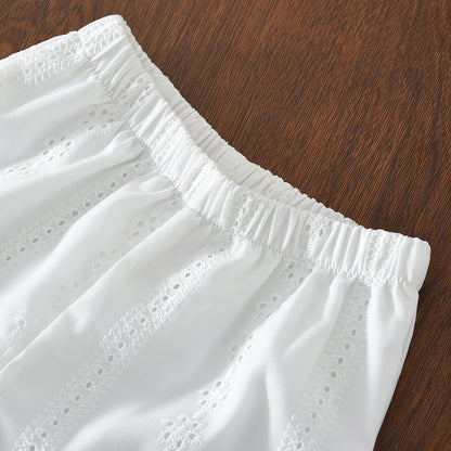 Sleeveless Embroidery Sun-top Hollow Pants Kid Girls' Summer Vacation Set