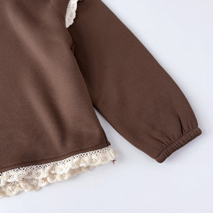 Girls' Lace Hoodie+Pant Vintage Set