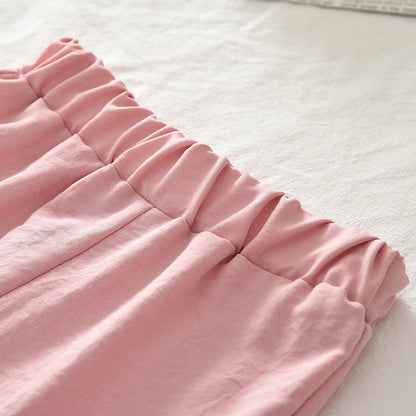 Lace Bow Ruffle Top+Lace Trousers Girls' Cute Set