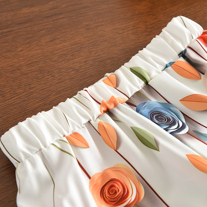 Flowers Prints Ruffle Vest+Wide Leg Pants Girls' Vacation Set