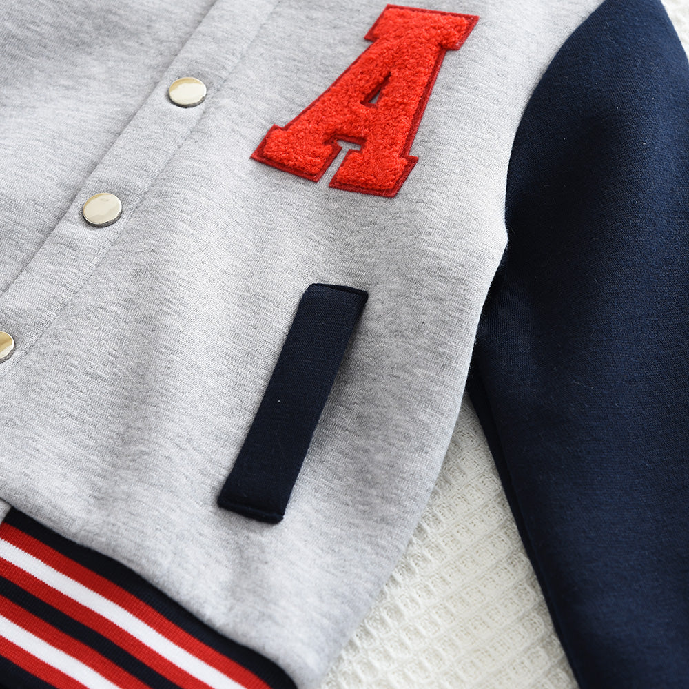 Girls' Letter Casual Coat Baseball Uniform
