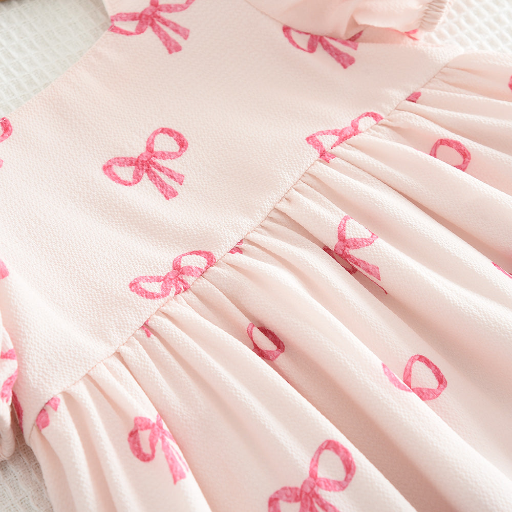 Girls' Bow-knot Printing Princess Dress