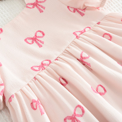 Girls' Bow-knot Printing Princess Dress