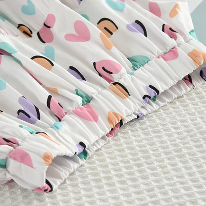 Girls' Bow-knot Printing Shirt+Patchwork Skirt Set