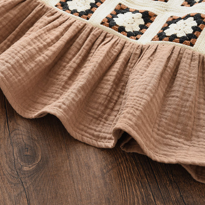Girls' Ethnic Style Knitting Sun-top+Pant Organic Cotton Set