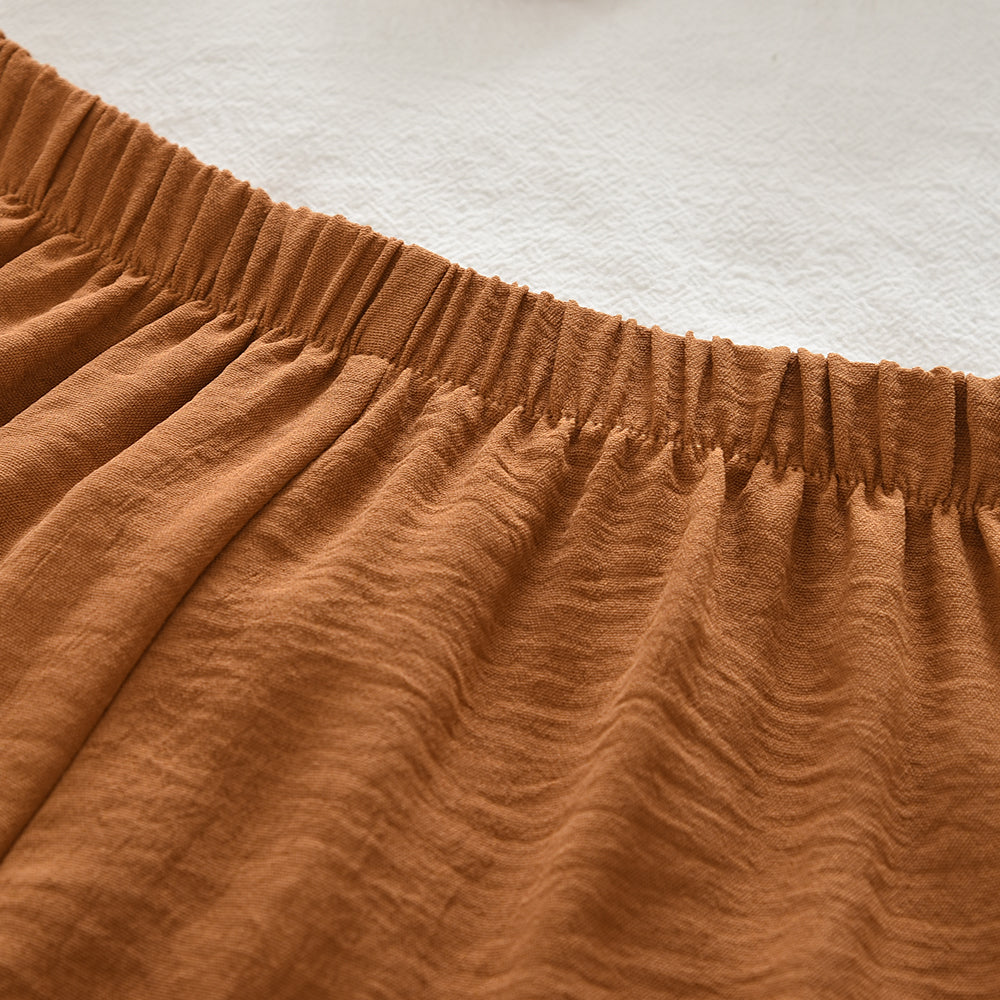 Bow Wrinkle Short Sleeve Shirt+Ruffle Shorts Girls' Cute Set