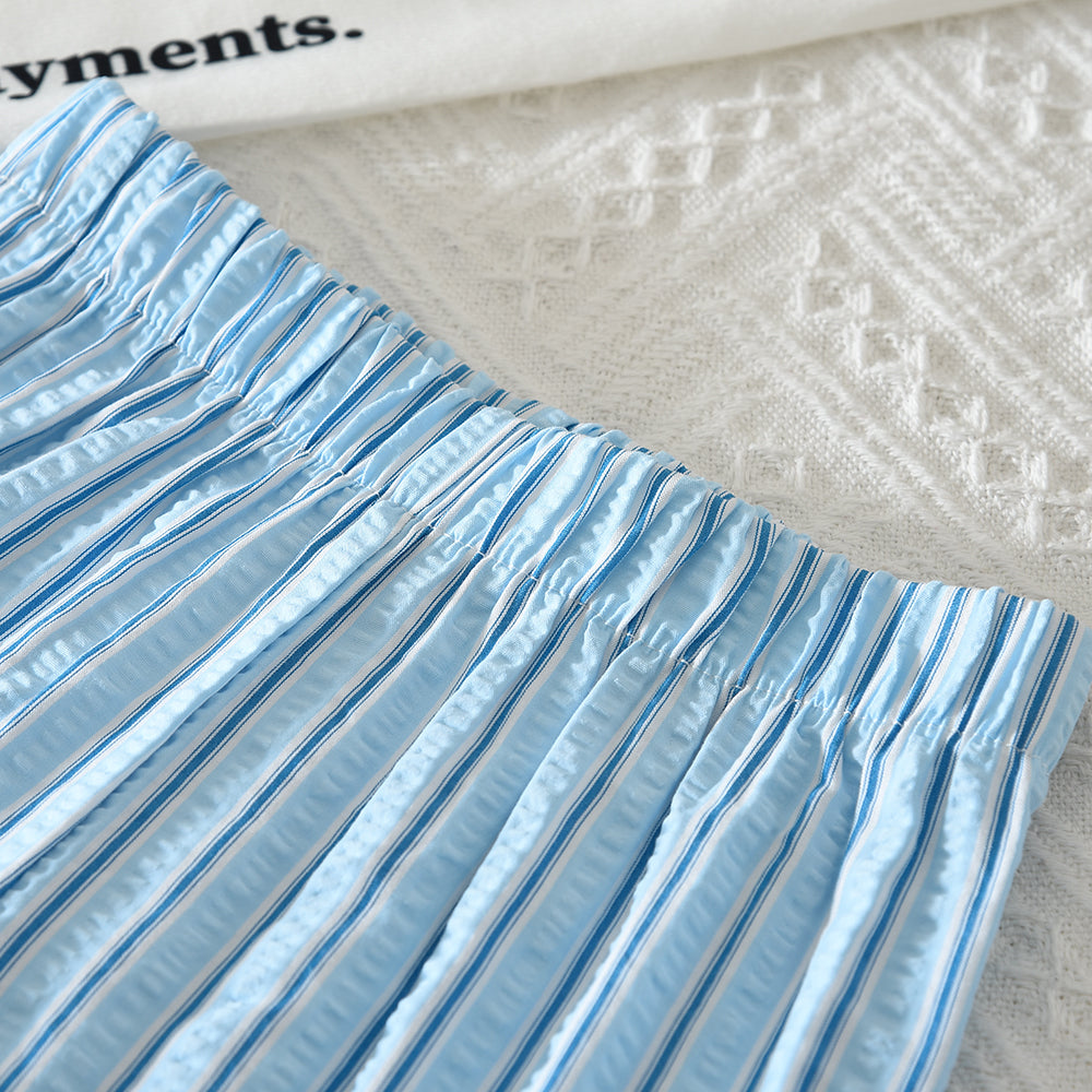 Bow Ruffle Vest+Pants Stripes Girls' Casual Set