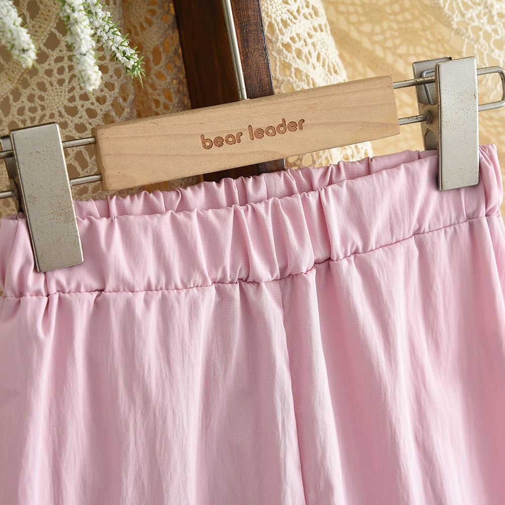 Lace Mesh Patchwork Top+Wide Leg Pants Ethnic Style Girls' Vacation Set