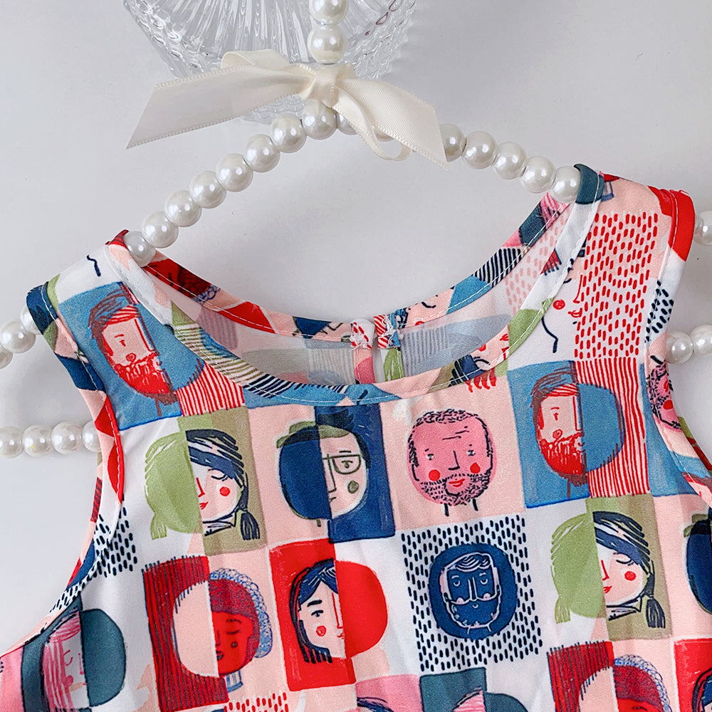 Girls' Cartoon Printing Unique Art Dress