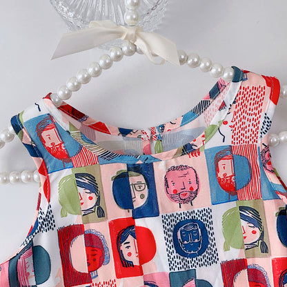 Girls' Cartoon Printing Unique Art Dress