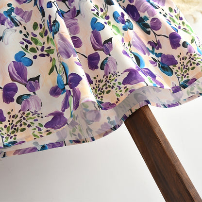 Girls' Floral Printing Loose Style Vintage Dress
