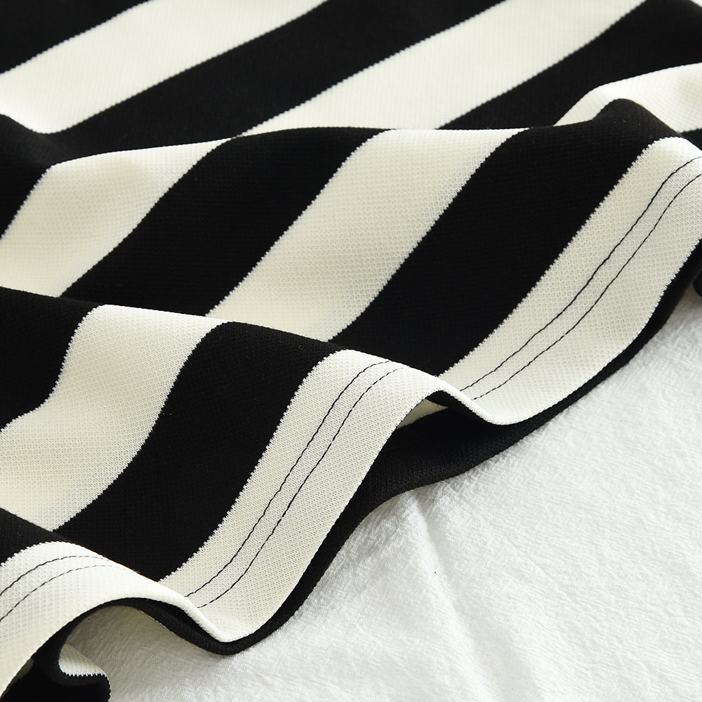 Girls' Stripes Large Lapel Casual Dress
