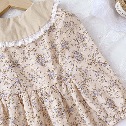 Girls' Lace Floral Printing Vintage Dress