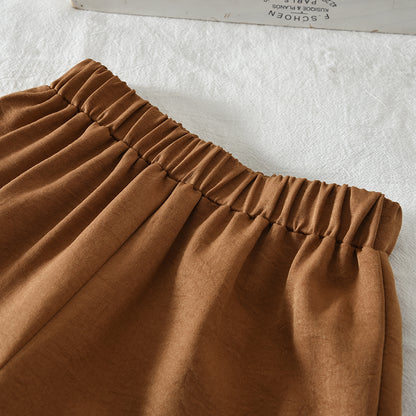 3-8 Year Girls' Ruffle Shirt Vest Wide Leg Pants Elegant Set