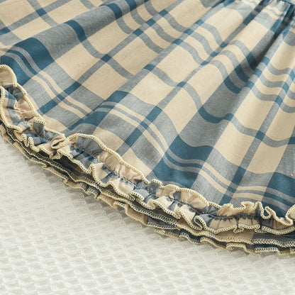 Girls' Plaid Sleeveless Top+Pant 2PCS Set