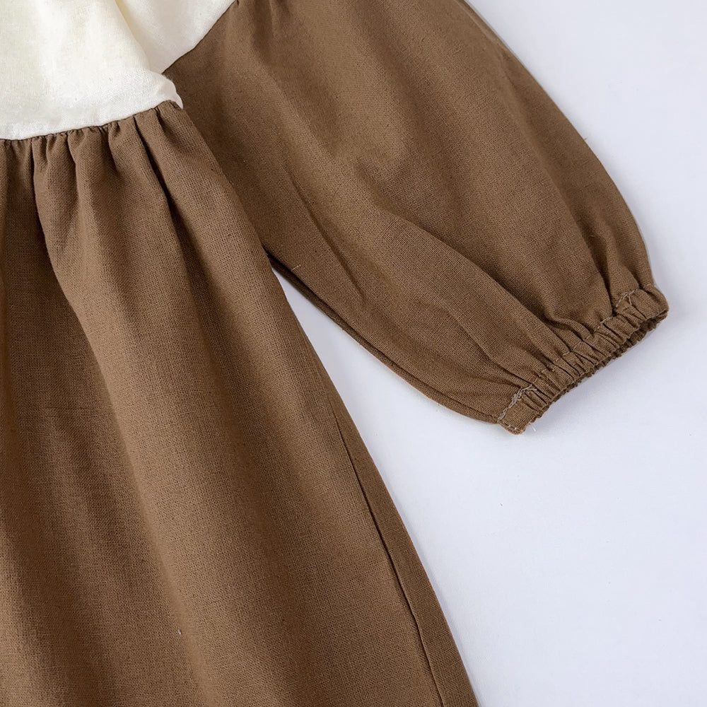 Girls' Contrast Colors Cotton Casual Dress