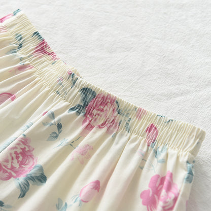 Girls' Floral Printing Lace Organic Cotton Pajamas