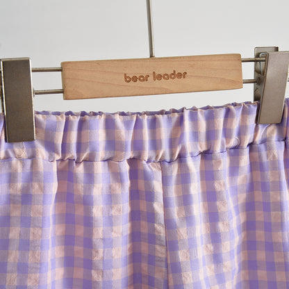 Fresh Plaid Ruffle Shirt+Casual Pants Girls' Cute Set