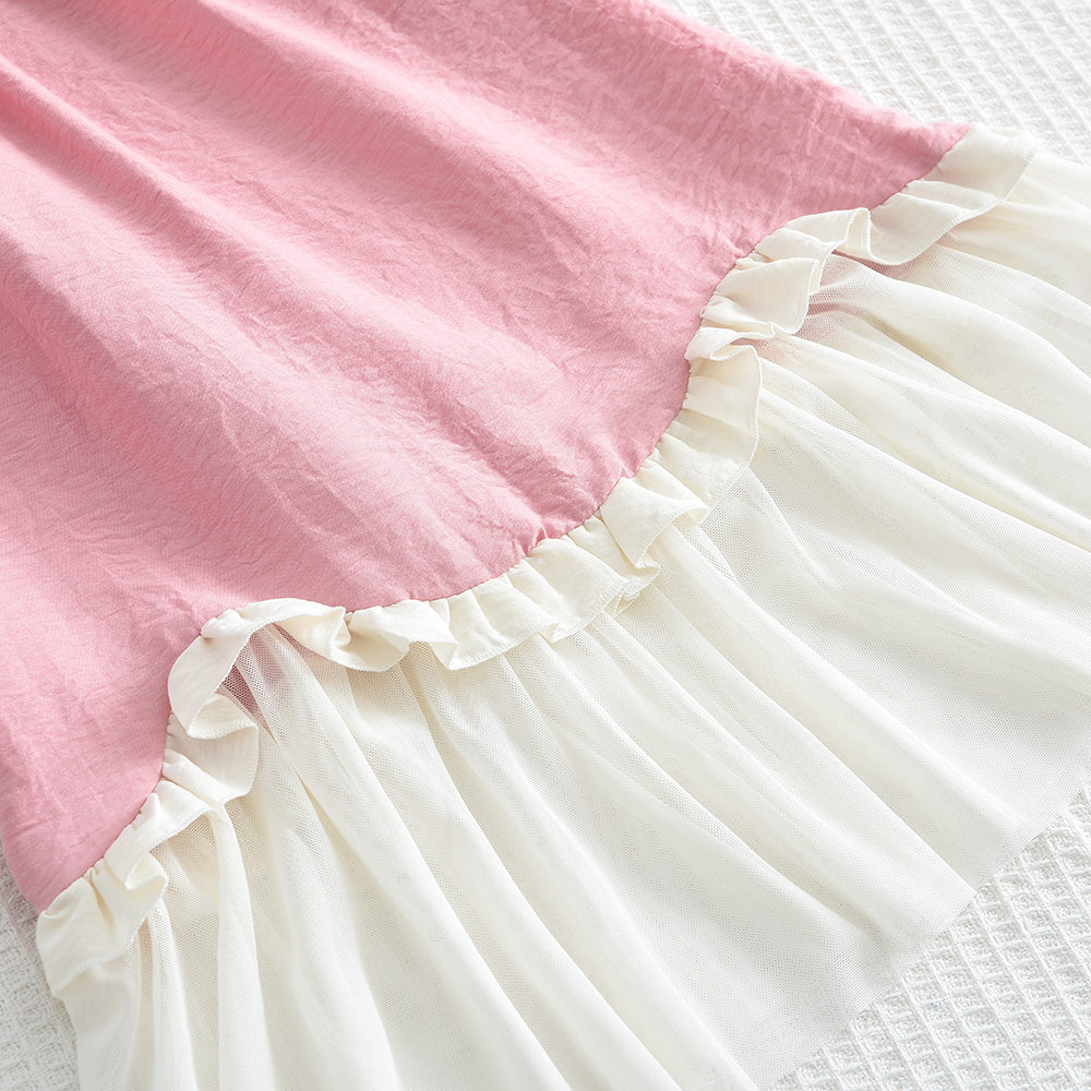 Girls' Patchwork Mesh Princess Dress
