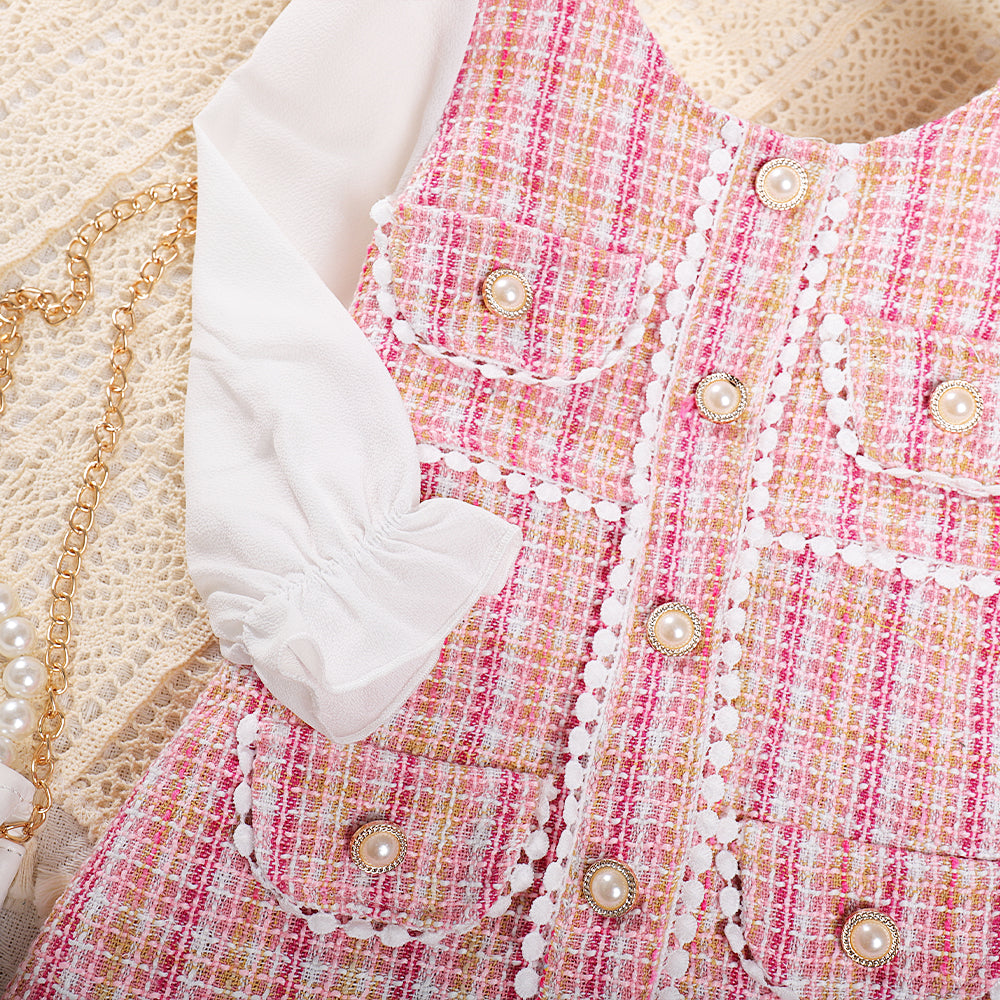 Girls' Plaid Pattern Elegant Dress