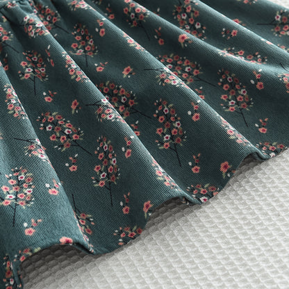 Girls' Floral Print Long Sleeve Casual Dress