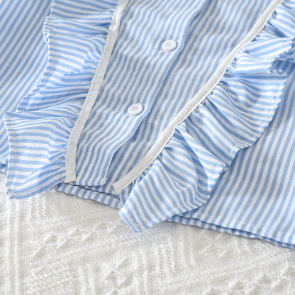 Girls' Vertical Stripes Ruffle Classic Set