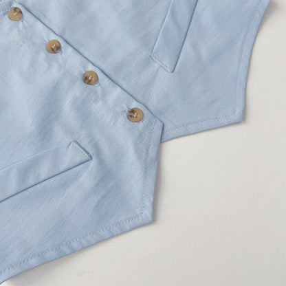 Girls' V-neck Top+Shorts Vintage Set