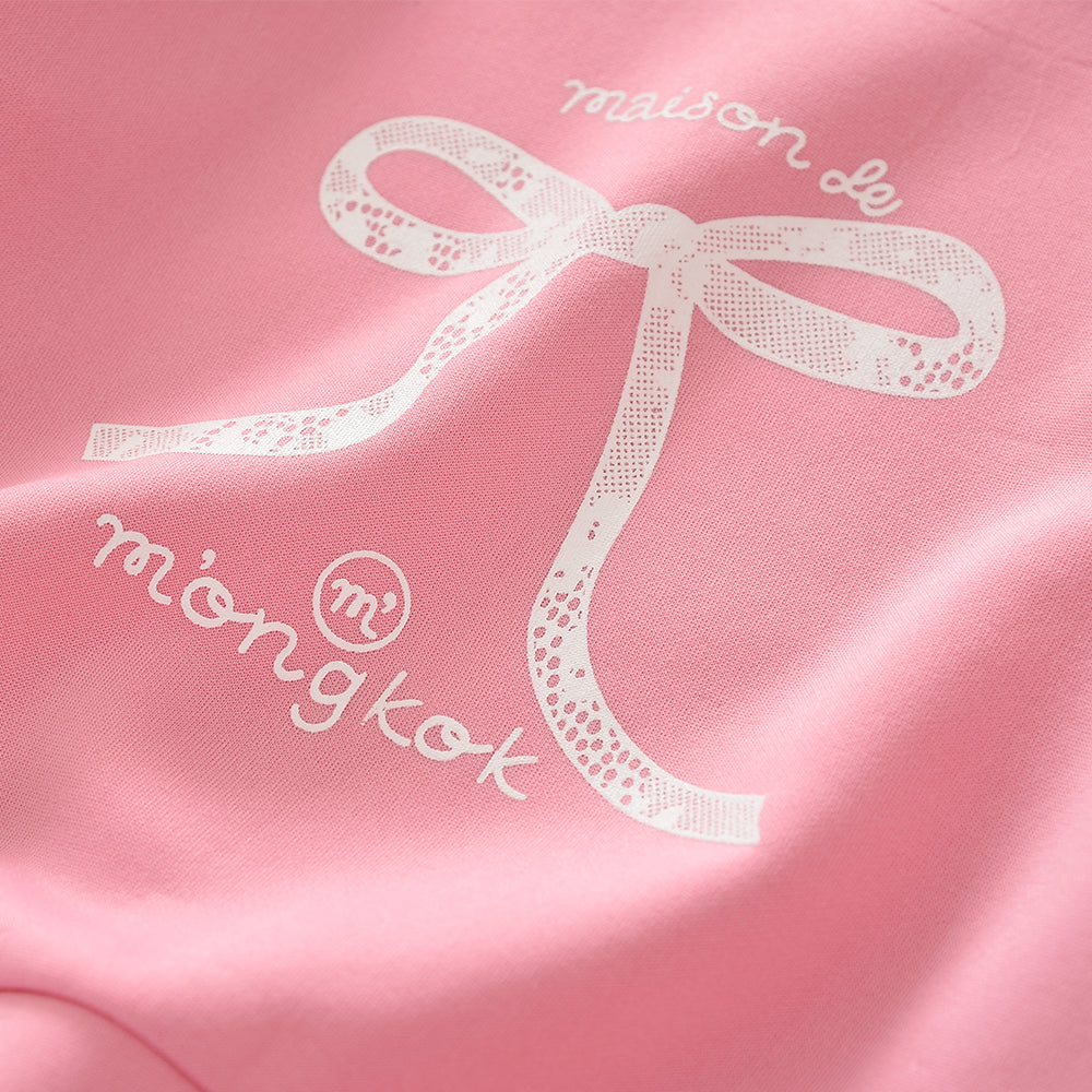 Cartoon Bow Print Sweatshirt+Sweatpants 2pcs Set Christmas Holiday Casual Girls Clothes