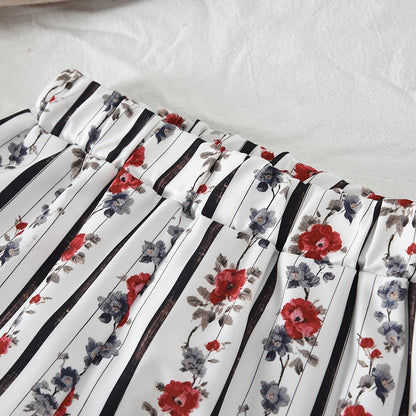 Girls' Tassels Top+Floral Printing Trousers Set