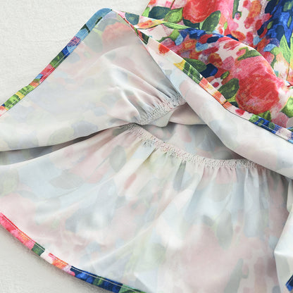 Girls' Colorful Floral Print Sundress+A Free Bag
