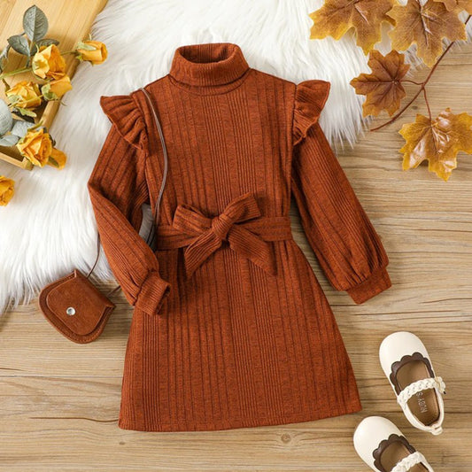 Girls' Vertical Stripes Knitted Dress