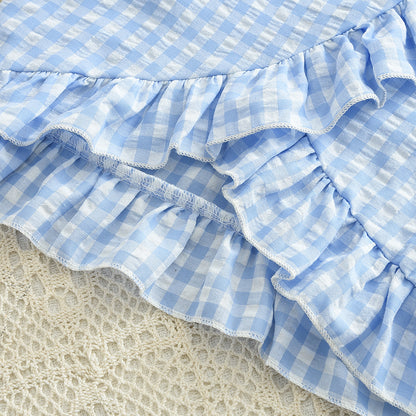 Girls' Ruffle Plaid Casual Set