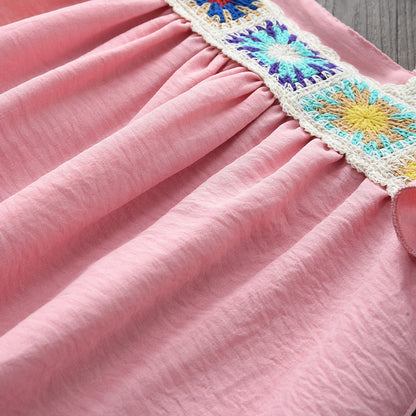 Girls' Ethnic Style Knitting Patch Dress