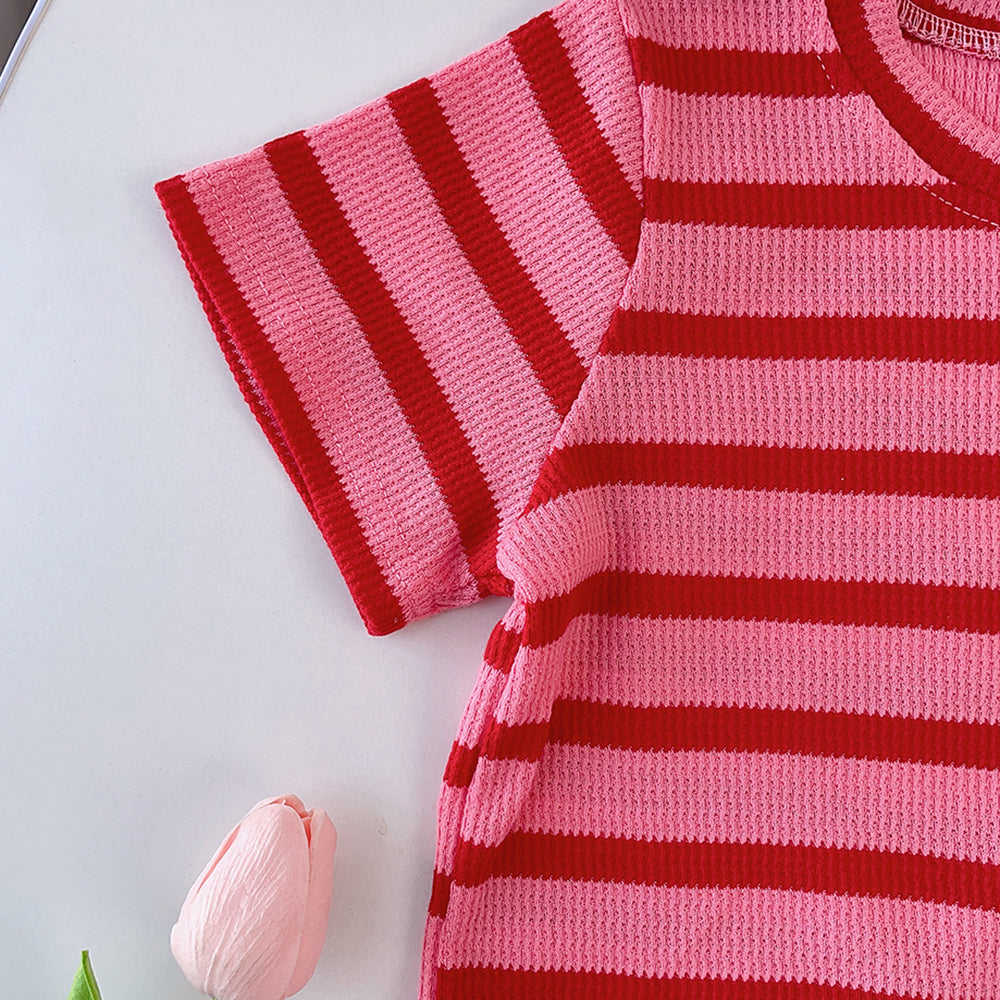 Girls' Stripe T-shirt+Pant Fashion Set