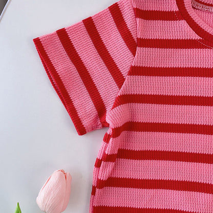Girls' Stripe T-shirt+Pant Fashion Set