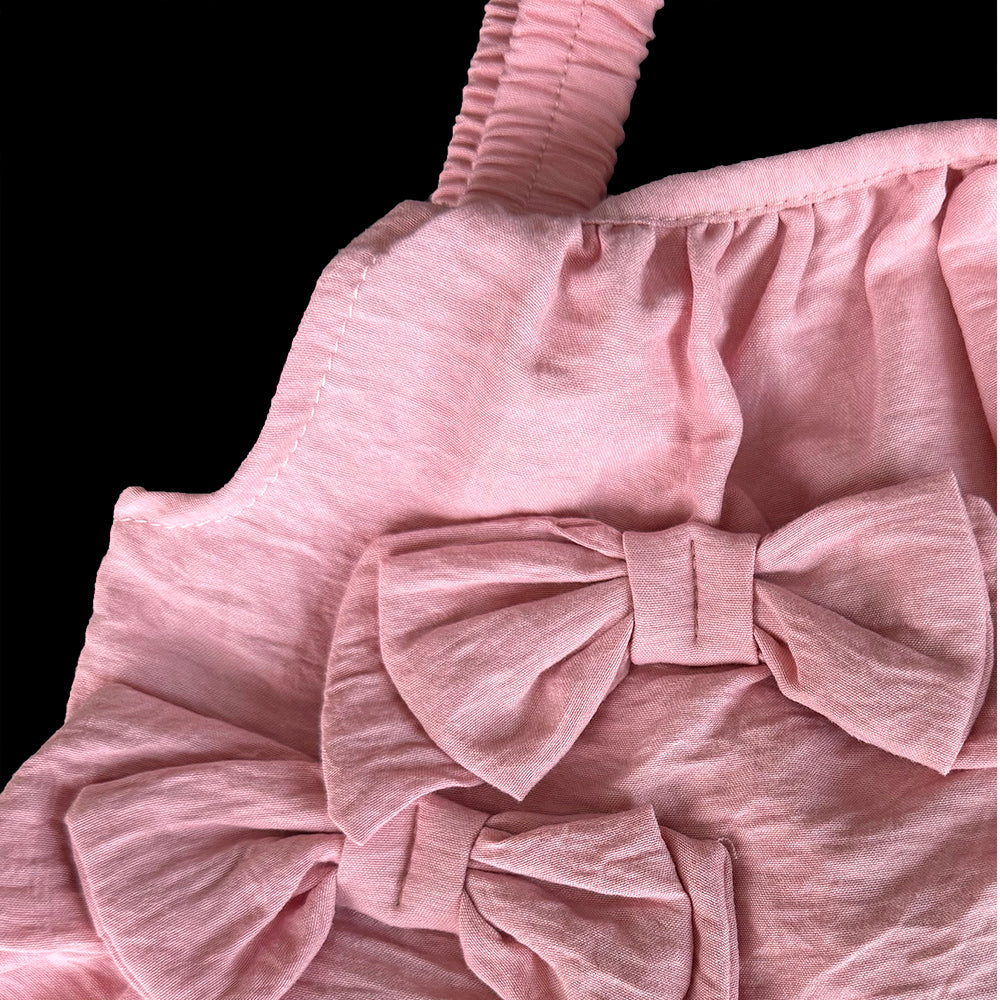 Girls' Bow-knot Sun-top+Ruffle Pant Set