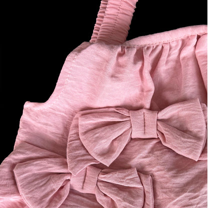 Girls' Bow-knot Sun-top+Ruffle Pant Set