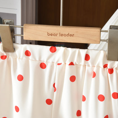 Polka Dots Bow Sleeveless Shirt+Shorts Kid Girls' Casual Set