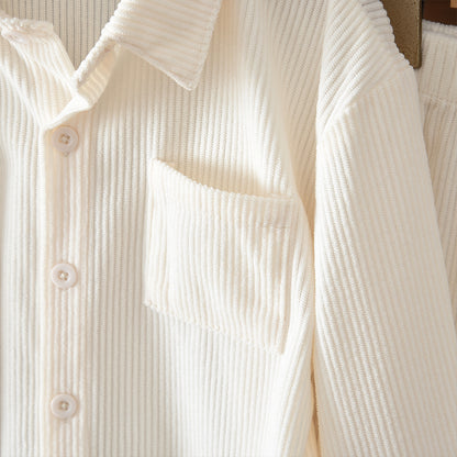 Striped Corduroy Shirt+Pants 2pcs Autumn&Winter Fashion Set Holiday Girls&Boys Clothes
