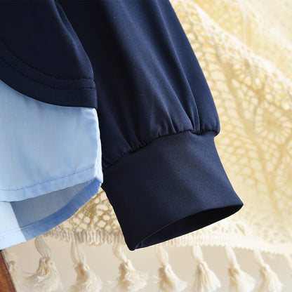 Girls' Patchwork Sweatshirt+Flared Trousers Fashion Set