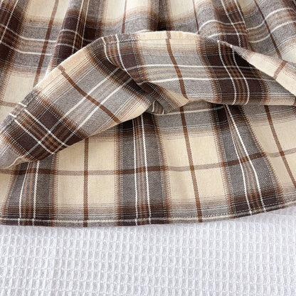 Girls' Plaid Patchwork Dress Free Hat