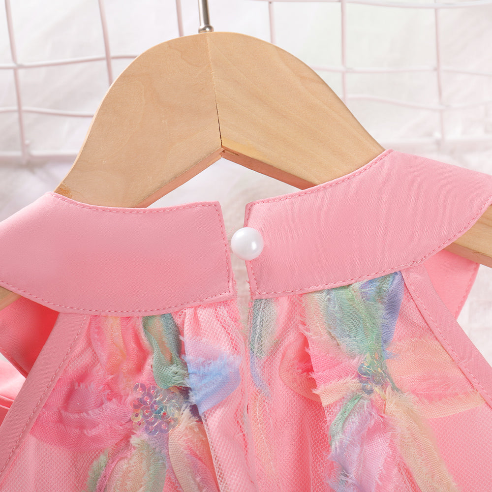Girls' Multicolored Flowers Mesh Dress