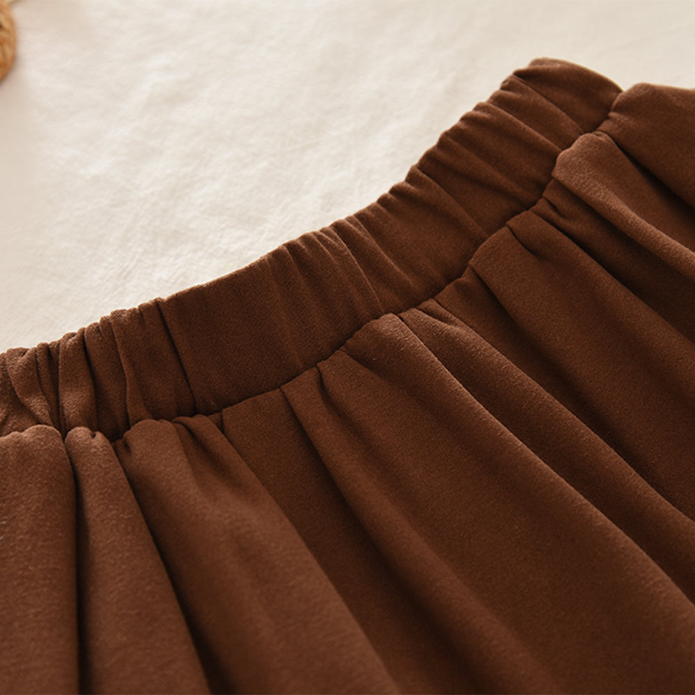 Bow Fluffy Top+Skirt 2pcs Girls' Casual Set