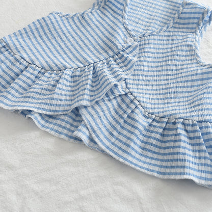 Girls' Strips Ruffle Loose Style Casual Set